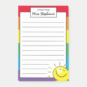 Cute Rainbow Sunshine Smile Face From Teacher Post-it Notes