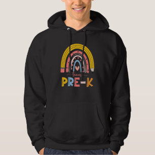 Cute Rainbow Teacher Team Pre K First Day Of Schoo Hoodie