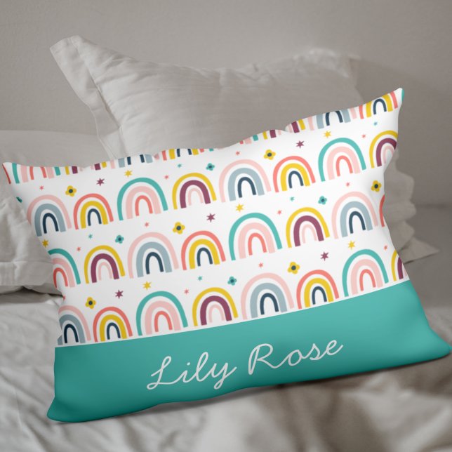 Cute Rainbow Teal Kid's Personalised Pillowcase (Creator Uploaded)
