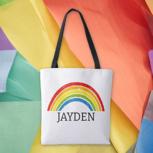 Cute Rainbow Themed Personalised  Tote Bag