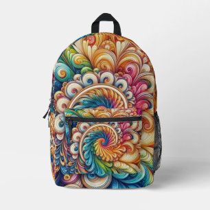 Cute Rainbow Tie-dye printed Backpack 