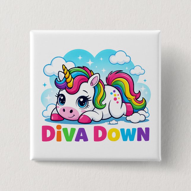 Cute Rainbow Unicorn 15 Cm Square Badge (Front)