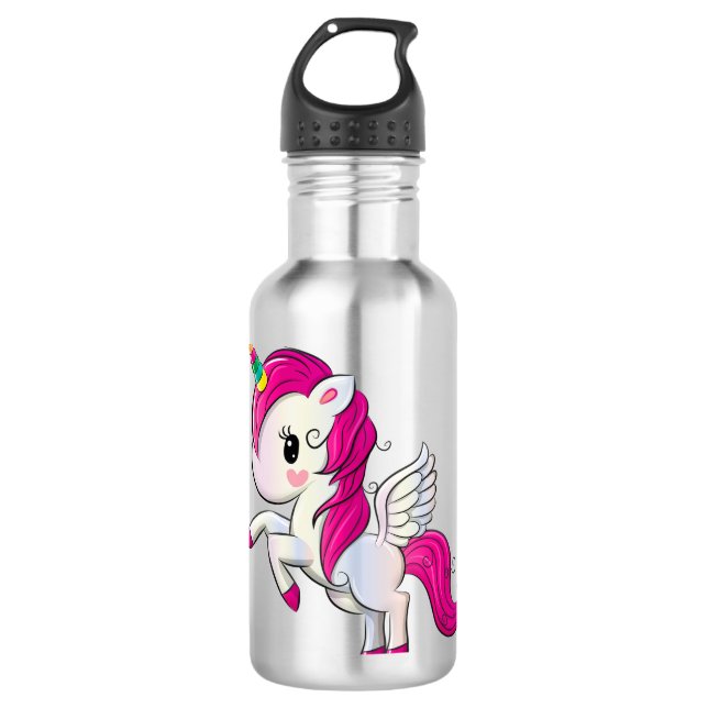 Cute rainbow unicorn 710 ml water bottle (Front)