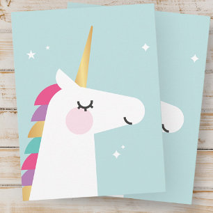 Cute Rainbow Unicorn Birthday Party Invitation Postcard