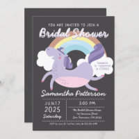 Cute Rainbow Unicorn Bridal Shower Invitation