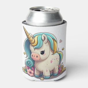 Cute rainbow unicorn can cooler