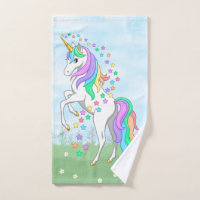 Cute Rainbow Unicorn Colourful Stars & Flowers