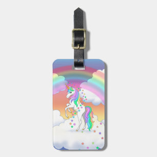 Cute Rainbow Unicorn Colourful Stars & Flowers Luggage Tag