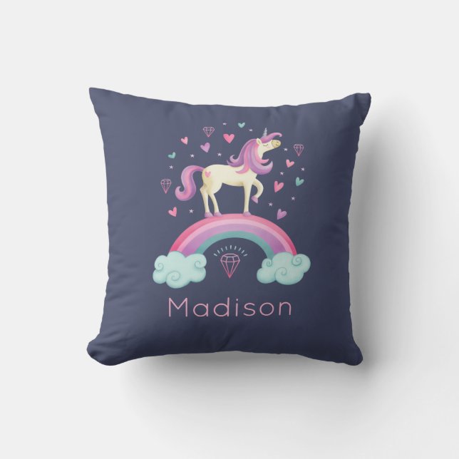 Cute Rainbow Unicorn Cushion (Front)