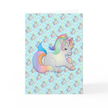 Cute Rainbow Unicorn Custom Message Template Card