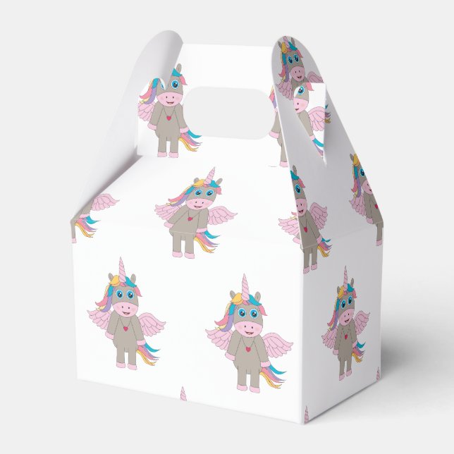 Cute Rainbow Unicorn Design Favour Box (Front Side)