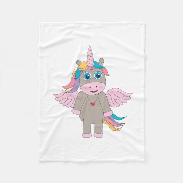 Cute Rainbow Unicorn Design Fleece Blanket (Front)