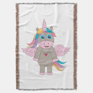 Cute Rainbow Unicorn Design Throw Blanket
