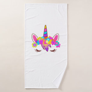 Cute Rainbow Unicorn Face Shirt Bath Towel