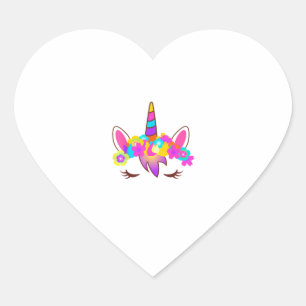 Cute Rainbow Unicorn Face Shirt Heart Sticker