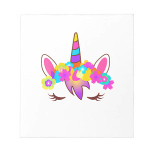 Cute Rainbow Unicorn Face Shirt Notepad