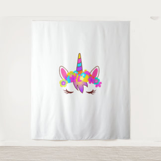 Cute Rainbow Unicorn Face Shirt Tapestry