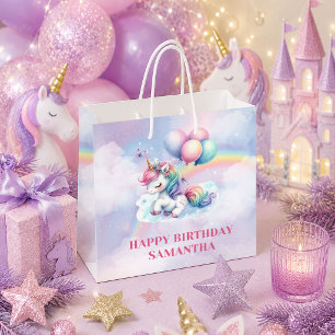 Cute Rainbow Unicorn Girl Birthday Gift Bag