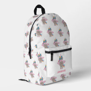 Cute Rainbow Unicorn Girly Custom Name Printed Backpack