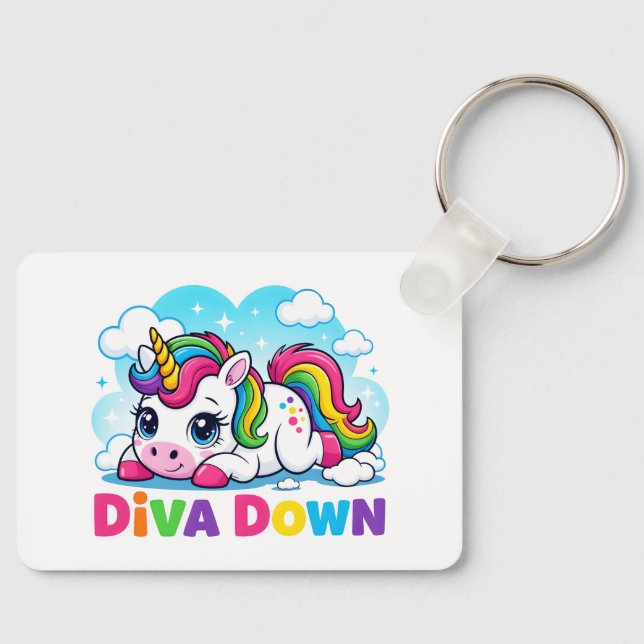 Cute Rainbow Unicorn Key Ring (Front)