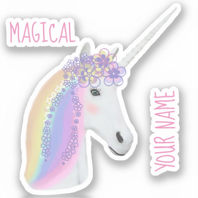 Cute Rainbow Unicorn Magical Personalised (Front)