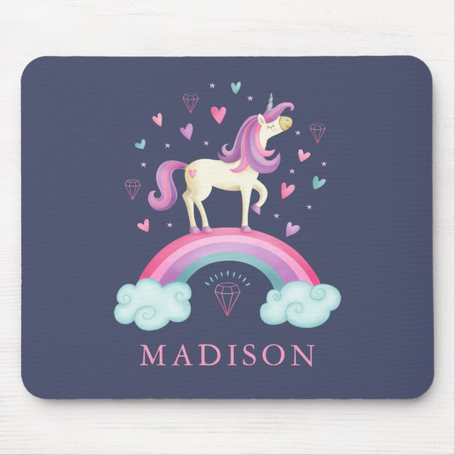 Cute Rainbow Unicorn Mouse Pad (Front)