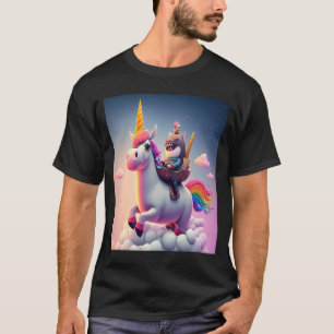 Cute Rainbow Unicorn Otter Riding A Unicorn 2 T-Shirt