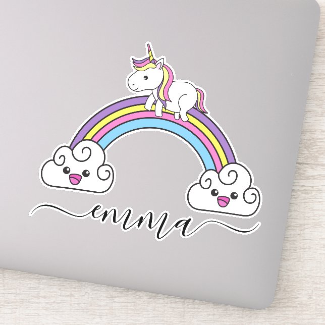 Cute Rainbow Unicorn Personalised Name (Detail)