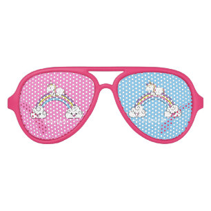 Cute Rainbow Unicorn Personalised Name  Aviator Sunglasses