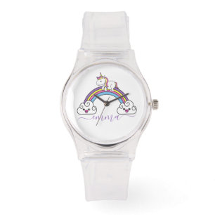 Cute Rainbow Unicorn Personalised Name Watch
