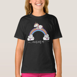 Cute Rainbow Unicorn Personalized Name T-Shirt