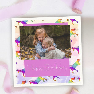 Cute Rainbow Unicorn Photo Napkin