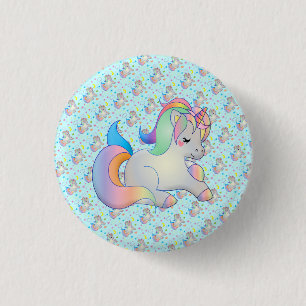 Cute Rainbow Unicorn Pony custom size pin button