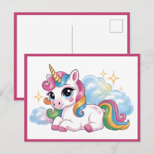Cute Rainbow Unicorn Postcard
