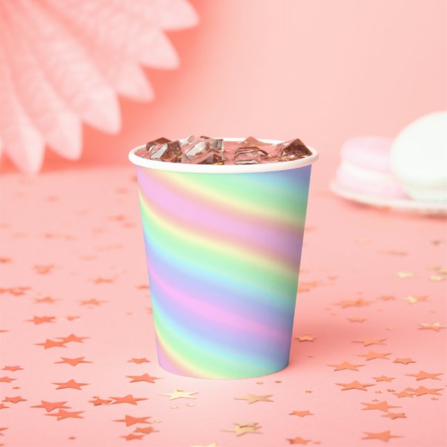 Cute Rainbow Unicorn Stripes Paper Cups (Insitu)