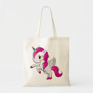 Cute rainbow unicorn tote bag