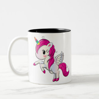 Cute rainbow unicorn Two-Tone coffee mug