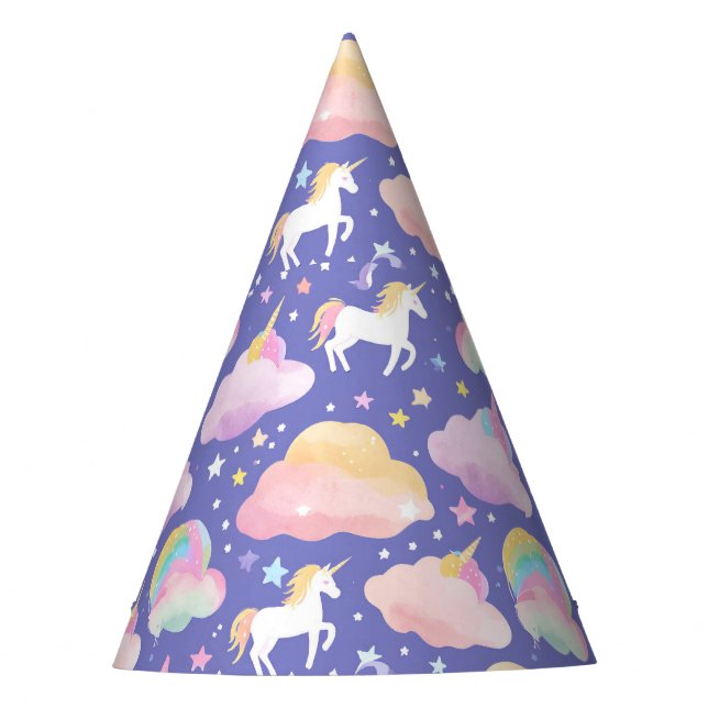 Cute Rainbow unicorn unicorn birthday purple kids Party Hat (Front)