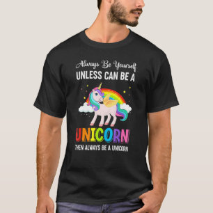 Cute rainbow unicorn with clouds saying Rainbows u T-Shirt