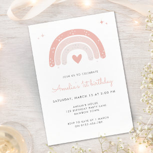 Cute Rainbow Watercolor 1st Birthday  Invitation
