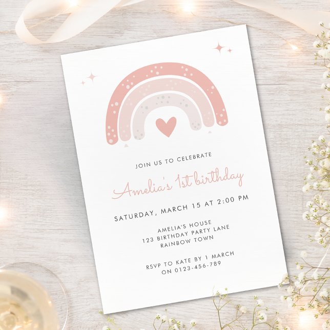 Cute Rainbow Watercolor 1st Birthday  Invitation (Creator Uploaded)