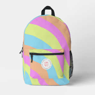 Cute Rainbow Waves Image Personalised Printed Backpack