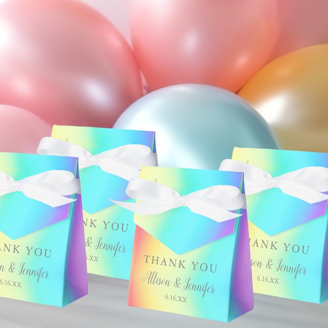 Cute Rainbow Wedding Personalised Thank You Favour Box (Creator Uploaded)