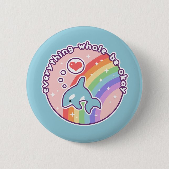 Cute Rainbow Whale 6 Cm Round Badge (Front)