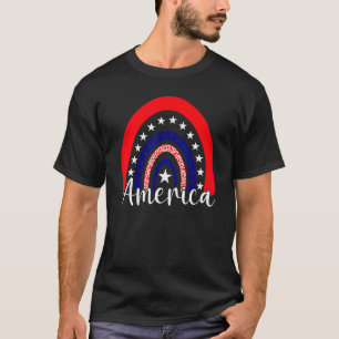 Cute Rainbow With American Flag Pattern Men Women T-Shirt