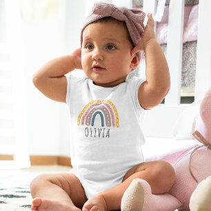 Cute Rainbow With Boho Style - Gift for Baby's Baby Bodysuit