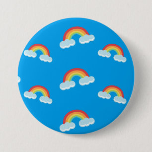 Cute Rainbow with Clouds Pattern 7.5 Cm Round Badge