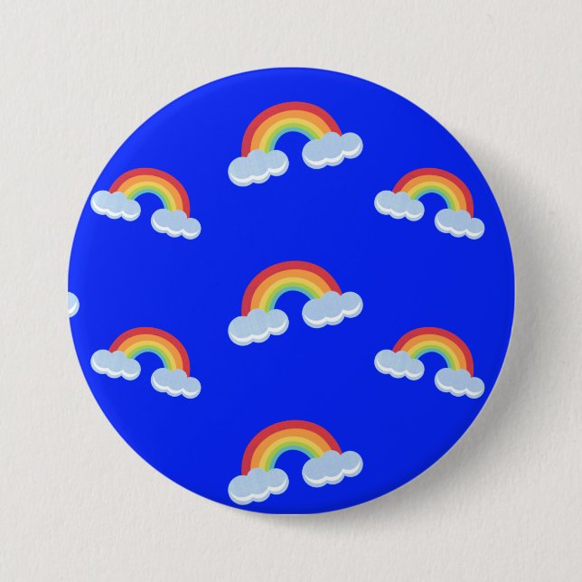 Cute Rainbow with Clouds Pattern 7.5 Cm Round Badge (Front)