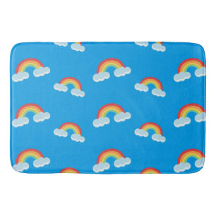Cute Rainbow with Clouds Pattern Bath Mat
