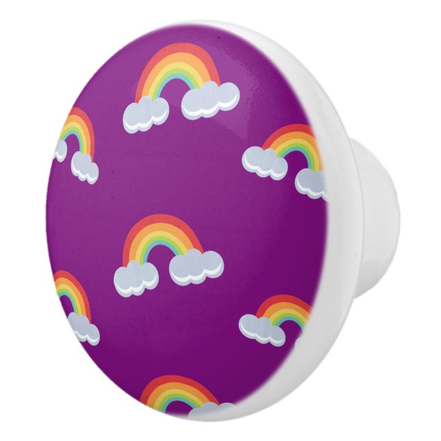 Cute Rainbow with Clouds Pattern Ceramic Knob (Right)
